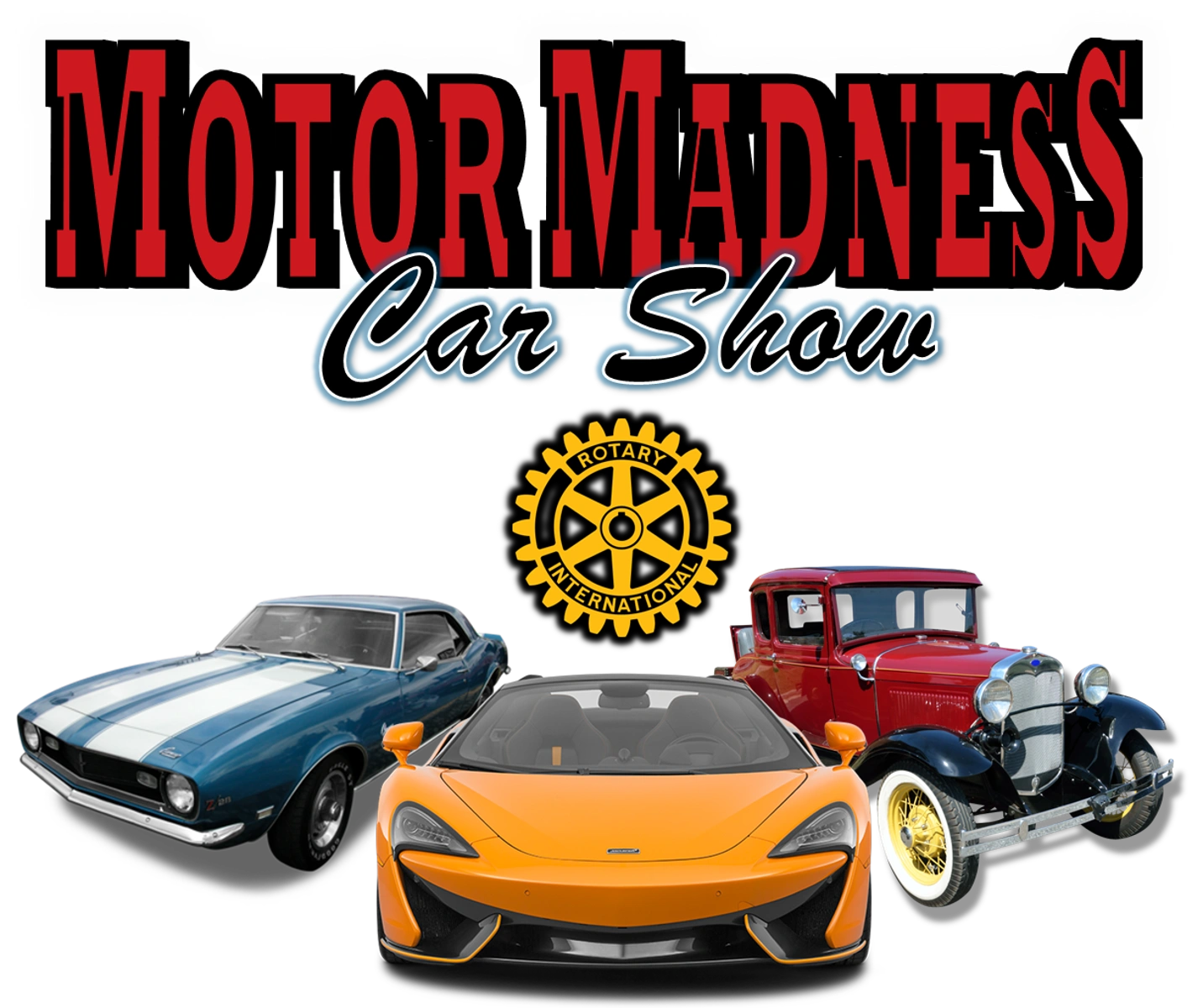 Motor Madness Car Show logo with classic and performance cars